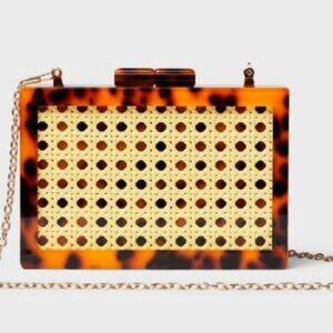 New with Tags RAE OF LIGHT Tortoise Cane Acrylic Clutch
